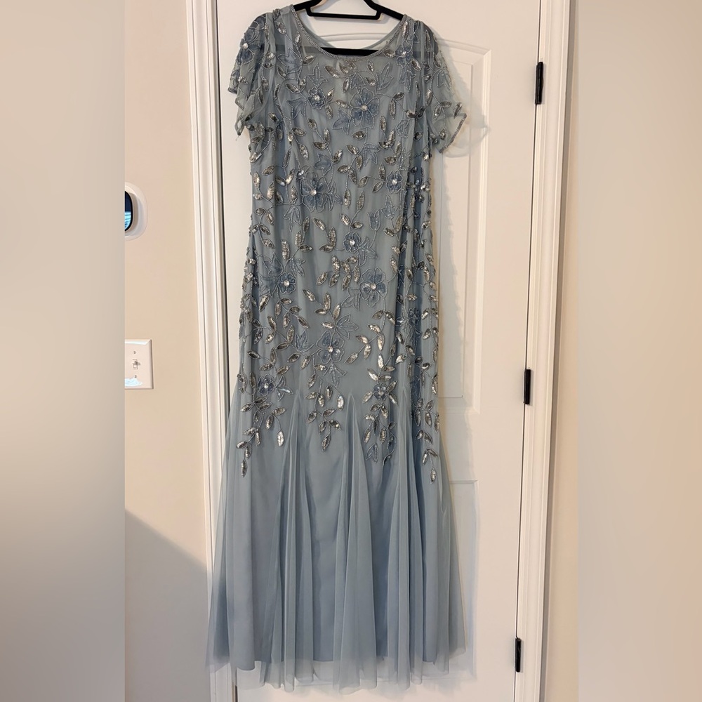 Adrianna Papell Hand Beaded Godet Gown- 20W Like new